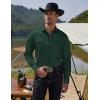 imageCOOFANDY Mens Western Cowboy Shirts Long Sleeve Cotton Casual Button Down Work Shirt with PocketsGreen