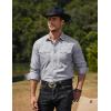 imageCOOFANDY Mens Western Cowboy Shirts Long Sleeve Cotton Casual Button Down Work Shirt with PocketsLight Grey