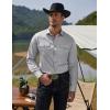 imageCOOFANDY Mens Western Cowboy Shirts Long Sleeve Cotton Casual Button Down Work Shirt with PocketsLight Grey