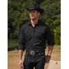 imageCOOFANDY Mens Western Cowboy Shirts Long Sleeve Cotton Casual Button Down Work Shirt with PocketsSolid Black