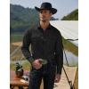 imageCOOFANDY Mens Western Cowboy Shirts Long Sleeve Cotton Casual Button Down Work Shirt with PocketsSolid Black
