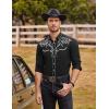 imageCOOFANDY Mens Western Cowboy Shirts Long Sleeve Embroidered Shirt Slim Fit Casual Button Down ShirtsBlack