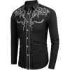 imageCOOFANDY Mens Western Cowboy Shirts Long Sleeve Embroidered Shirt Slim Fit Casual Button Down ShirtsBlack