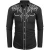 imageCOOFANDY Mens Western Cowboy Shirts Long Sleeve Embroidered Shirt Slim Fit Casual Button Down ShirtsBlack