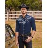 imageCOOFANDY Mens Western Cowboy Shirts Long Sleeve Embroidered Shirt Slim Fit Casual Button Down ShirtsBlue
