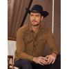 imageCOOFANDY Mens Western Cowboy Shirts Long Sleeve Embroidered Shirt Slim Fit Casual Button Down ShirtsCoffee