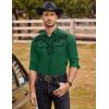 imageCOOFANDY Mens Western Cowboy Shirts Long Sleeve Embroidered Shirt Slim Fit Casual Button Down ShirtsDark Green