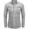 imageCOOFANDY Mens Western Cowboy Shirts Long Sleeve Embroidered Shirt Slim Fit Casual Button Down ShirtsGrey