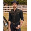 imageCOOFANDY Mens Western Cowboy Shirts Long Sleeve Embroidered Shirt Slim Fit Casual Button Down ShirtsPat1