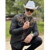 imageCOOFANDY Mens Western Cowboy Shirts Long Sleeve Embroidered Shirt Slim Fit Casual Button Down ShirtsPat1