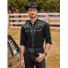 imageCOOFANDY Mens Western Cowboy Shirts Long Sleeve Embroidered Shirt Slim Fit Casual Button Down ShirtsPat2