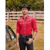 imageCOOFANDY Mens Western Cowboy Shirts Long Sleeve Embroidered Shirt Slim Fit Casual Button Down ShirtsRed