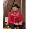 imageCOOFANDY Mens Western Cowboy Shirts Long Sleeve Embroidered Shirt Slim Fit Casual Button Down ShirtsRed