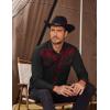 imageCOOFANDY Mens Western Cowboy Shirts Long Sleeve Embroidered Shirt Slim Fit Casual Button Down ShirtsRedblack