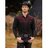 imageCOOFANDY Mens Western Cowboy Shirts Long Sleeve Embroidered Shirt Slim Fit Casual Button Down ShirtsRedblack