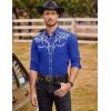 imageCOOFANDY Mens Western Cowboy Shirts Long Sleeve Embroidered Shirt Slim Fit Casual Button Down ShirtsRoyal Blue