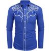 imageCOOFANDY Mens Western Cowboy Shirts Long Sleeve Embroidered Shirt Slim Fit Casual Button Down ShirtsRoyal Blue