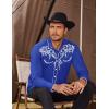 imageCOOFANDY Mens Western Cowboy Shirts Long Sleeve Embroidered Shirt Slim Fit Casual Button Down ShirtsRoyal Blue