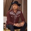 imageCOOFANDY Mens Western Cowboy Shirts Long Sleeve Embroidered Shirt Slim Fit Casual Button Down ShirtsWine Red