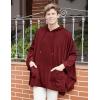 imageCOOFANDY Unisex Casual Hooded Poncho Cape Cloak Fashion Coat Hoodie Pullover with PocketWine Red