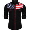 imageCOOFANDY Mens Casual American Flag Button Down Shirts Slim Fit Long Sleeve ShirtBlack