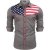 imageCOOFANDY Mens Casual American Flag Button Down Shirts Slim Fit Long Sleeve ShirtGrey