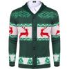 imageCOOFANDY Mens Christmas Cardigans Ugly Xmas Sweaters Reindeer Snowflake Shawl Collar Knitted Cardigan SweaterA  Green  B