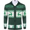 imageCOOFANDY Mens Christmas Cardigans Ugly Xmas Sweaters Reindeer Snowflake Shawl Collar Knitted Cardigan SweaterA  Green  C