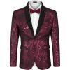 imageCOOFANDY Mens Floral Tuxedo Jacket Paisley Shawl Lapel Suit Blazer Jacket for DinnerPromWeddingPink
