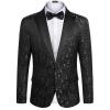 imageCOOFANDY Mens Floral Tuxedo One Button Luxury Shiny Blazer Dinner Party Prom Wedding Suit Jacket1  Black