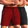 imageCOOFANDY Mens Gym Workout Shorts Athletic Training Shorts Fitted Weightlifting Bodybuilding Shorts with Zipper Pockets2 Pack BlackRed