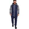 imageCOOFANDY Mens Jumpsuit Onesie Rompers Drawtsring Hooded Full Zip One Piece Tracksuit with PocketsNavy Blue  Grey