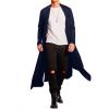 imageCOOFANDY Mens Lightweight Ruffle Shawl Collar Cardigan Open Front Long Length Drape Cape OvercoatNavy Blue