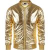 imageCOOFANDY Mens Metallic Jacket 70s Disco Party Varsity Jacket Zipup Baseball Bomber01gold