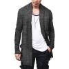imageCOOFANDY Mens Ruffle Shawl Collar Cardigan Open Front Lightweight Long Length Drape Cape Overcoat with PocketsHeather Black