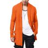 imageCOOFANDY Mens Ruffle Shawl Collar Cardigan Open Front Lightweight Long Length Drape Cape Overcoat with PocketsOrange