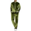imageCOOFANDY Mens Tracksuit 2 Piece Set Velour Sweatsuit Jogging Suits Full Zip Jacket Pants OutfitsArmy Green