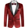 imageCOOFANDY Mens Velvet Tuxedo One Button Jacket Dinner Prom Wedding Blazer JacketRed