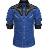 imageCOOFANDY Mens Western Cowboy Shirt Embroidered Button Down Long Sleeve ShirtsCotton  Blue  Black