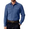 imageCOOFANDY Mens Western Cowboy Shirt Long Sleeve Cotton Button Down Work Shirts with PocketsDenim Blue