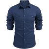 imageCOOFANDY Mens Western Cowboy Shirts Long Sleeve Cotton Casual Button Down Work Shirt with PocketsNavy Blue