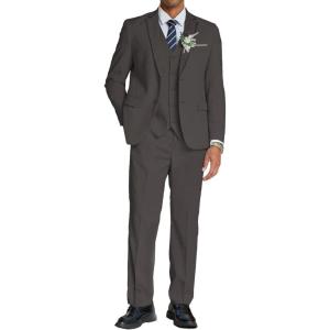 imageCOOFANDY Mens 3 Piece Linen Suits Casual Lightweight Blazer Jackets Vest Pants Set for Wedding Business PromDark Grey