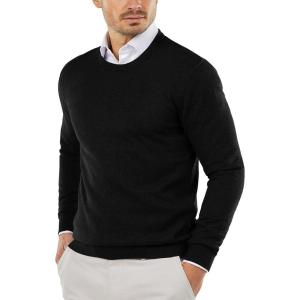 imageCOOFANDY Mens Crew Neck Sweater Slim Fit Lightweight Sweatshirts Knitted Pullover for Casual Or Dressy WearBlack
