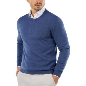 imageCOOFANDY Mens Crew Neck Sweater Slim Fit Lightweight Sweatshirts Knitted Pullover for Casual Or Dressy WearBlue