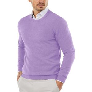 imageCOOFANDY Mens Crew Neck Sweater Slim Fit Lightweight Sweatshirts Knitted Pullover for Casual Or Dressy WearPurple