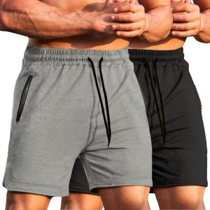 imageCOOFANDY Mens Gym Workout Shorts Athletic Training Shorts Fitted Weightlifting Bodybuilding Shorts with Zipper Pockets2 Pack BlackGrey