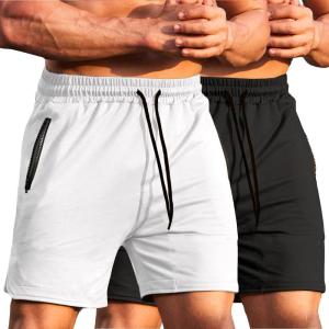 imageCOOFANDY Mens Gym Workout Shorts Athletic Training Shorts Fitted Weightlifting Bodybuilding Shorts with Zipper Pockets2 Pack BlackWhite