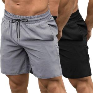 imageCOOFANDY Mens Sweat Shorts 2 Pack 7quot Gym Workout Drawstring Jogger Shorts with Pockets01blackGrey