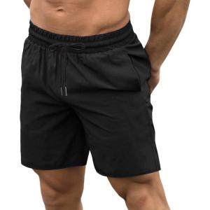 imageCOOFANDY Mens Sweat Shorts 2 Pack 7quot Gym Workout Drawstring Jogger Shorts with PocketsBlack 1 Pack of 1