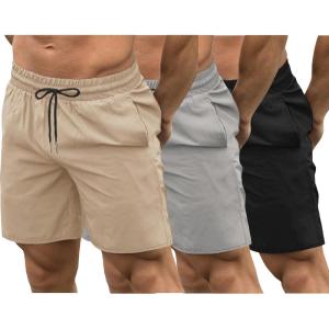 imageCOOFANDY Mens Sweat Shorts 2 Pack 7quot Gym Workout Drawstring Jogger Shorts with PocketsBlackLight GreyKhaki